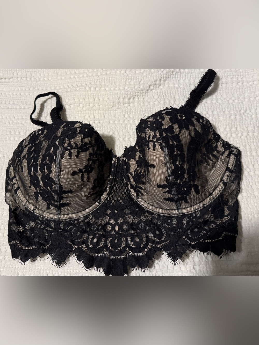 Victoria's Secret Black Lace Longline Underwire Bra